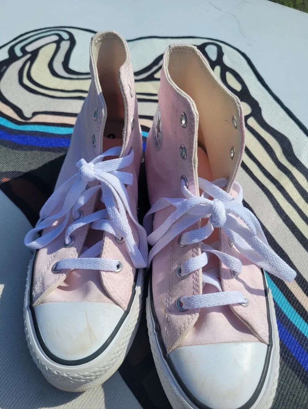 Converse Pink High Top Sneakers with White Trim